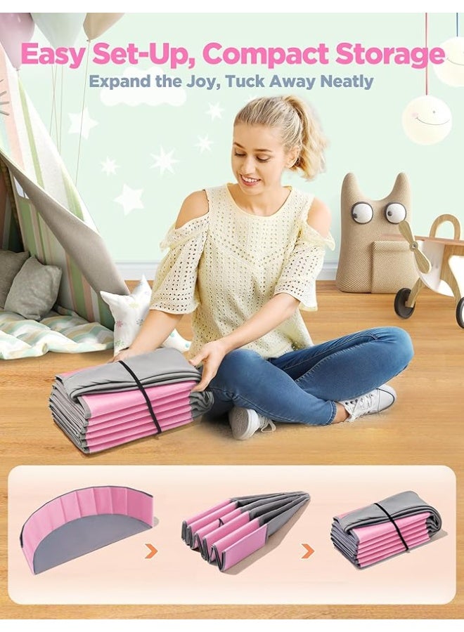 Reelyo 100CM Diameter Foldable Children's Toy Sand Pool, Thickened Waterproof Kids Ball Pit Home Folding Fence Indoor Play Sand Digging Tool Play Ball Pool Double Layer Oxford Cloth With Storage Bag Playpen For Baby Toddlers Baby Ball Pool, Folding Portable Ball Pool, Double Oxford Cloth, Children's Outdoor Indoor Play Pool Suitable For Children's Play, Toy Storage, Pet Play, And Entertaining Guests During Ramadan, Pink (Balls Not Included) - Image 4